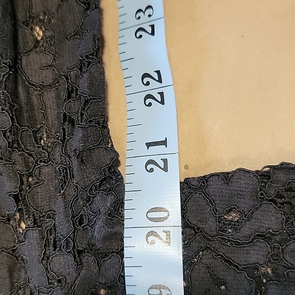 Rafaella Size L Black Lace Overshirt.  Pointed Hem with Frayed Edges. - Picture 9 of 10